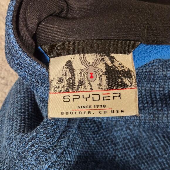 Spyder Ski Men's Outbound  1/4 Zip Sweater Pullover Jacket, Blue Black Size XXL - Picture 6 of 10